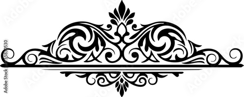 Elegant black ornate flourish design adds classic decorative beauty and sophisticated vintage flair to any project.