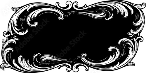 Elegant ornate frame design with intricate scrollwork for sophisticated invitations, certificates, and premium branding applications, adding timeless class.