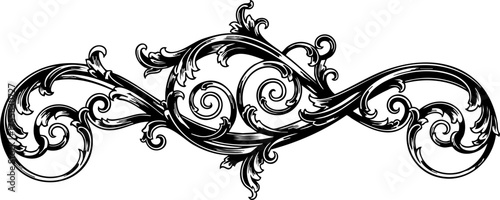 Elegant black ornate scrollwork flourish perfect for adding vintage charm and sophisticated decoration to any design project