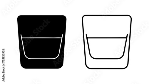 Rocks glass icons with transparent background