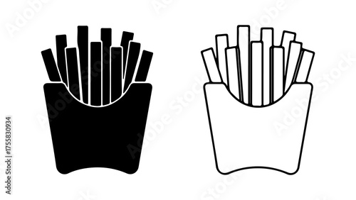 French fries in container with transparent background
