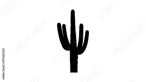 Saguaro cactus silhouette with transparent background