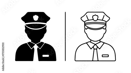 Police officer icons with transparent background