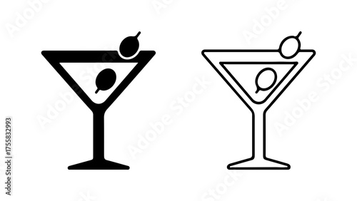Martini glass with olives with transparent background