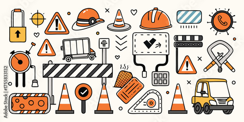 Construction safety and warning signs collection