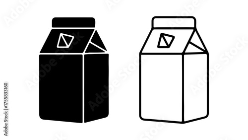 Milk carton outline and solid with transparent background