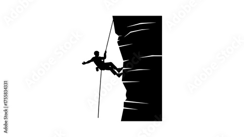 Εκτύπωση καμβά Rock climber scaling cliff with transparent background