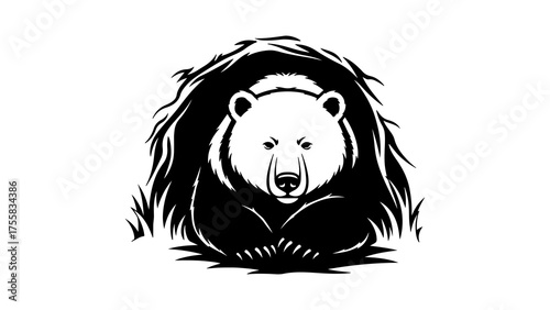Bear head with stylized fur and transparent background