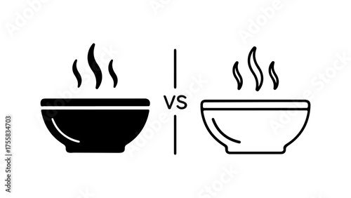 Hot bowls comparison with transparent background