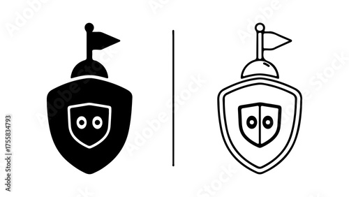 Heraldic shield with flag with transparent background