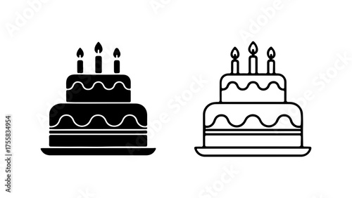 Birthday cake with candles with transparent background