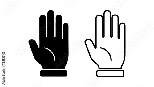 Hand icons with outline and solid fill with transparent background