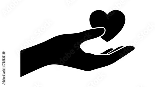 Hand holding heart with transparent background