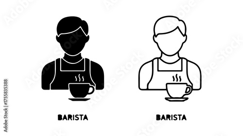 Barista icon set with outline and solid styles