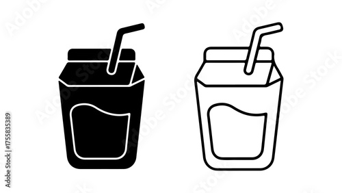 Drink in carton with straw with transparent background