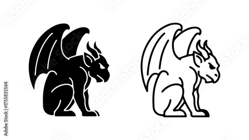 Mythical griffin silhouettes with transparent background