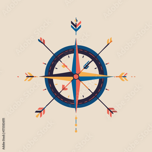 Journey compass flat vector