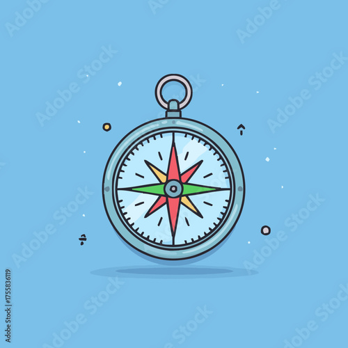 Flat explorer compass vector