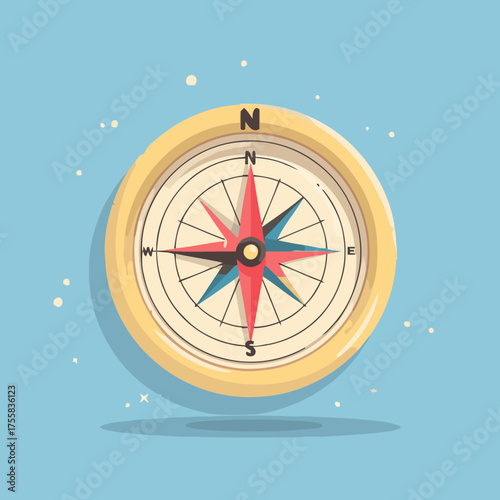 Flat travel compass illustration