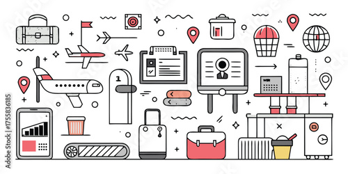 Collection of travel and transportation icons for seamless journeys and adventures