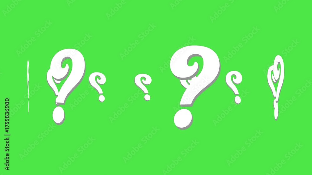 3d question mark floating animation on green screen background ...