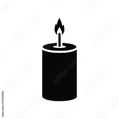 Simple Cylindrical Candle Flame Solid Glyph Vector Icon