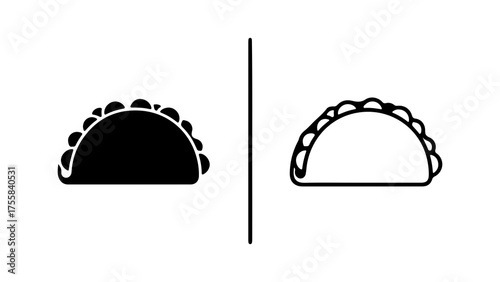 Taco icons with outline and solid fill with transparent background