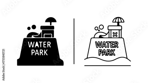 Water park sign with people with transparent background