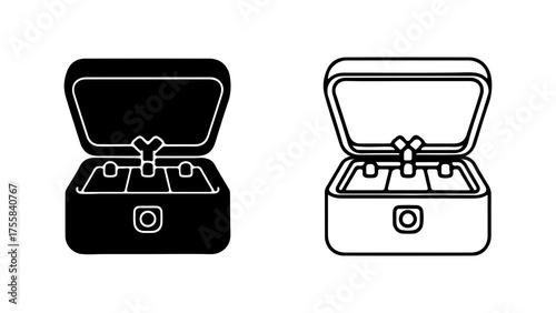 Open jewelry box with diamond ring with transparent background