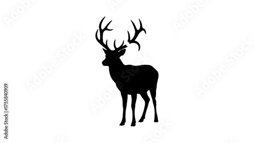 Majestic stag silhouette with transparent background