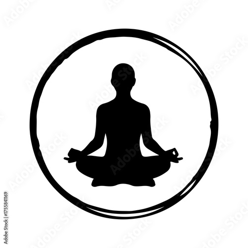 Meditating person silhouette with transparent background