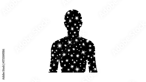 Human silhouette filled with stars with transparent background