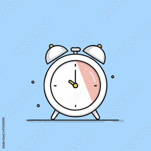 Cute pink alarm clock vector