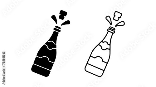Champagne bottle popping with transparent background