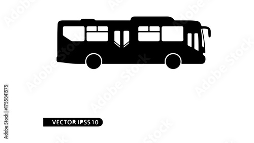 Black bus with transparent background