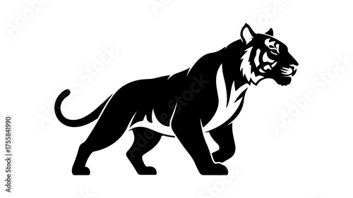 Powerful tiger walking with transparent background