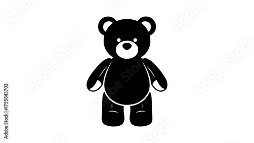 Minimalist Black Teddy Bear Silhouette Icon