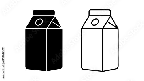 Foto Milk Carton Icon Set In Minimalist Style