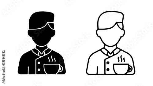 Barista With Coffee Cup Icon Set