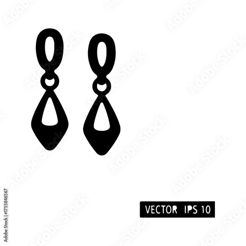 Cuadro en lienzo Minimalist Black Dangle Earrings Vector Icon Design