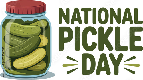 Vector art of national pickle day illustration with jar of pickles