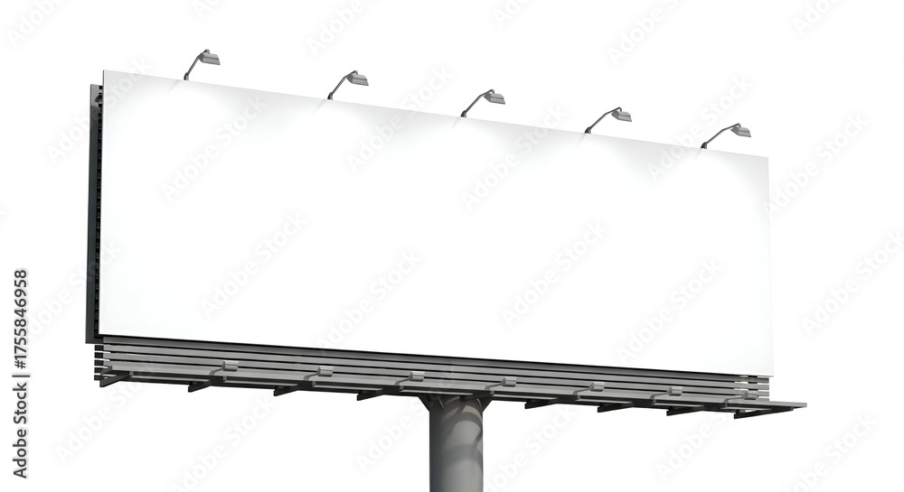 Fototapeta premium Large Empty White Billboard with Spotlights Against Dark Sky