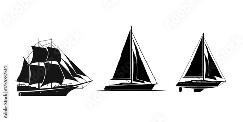 yacht on a white background, Sailing Boat Icon
