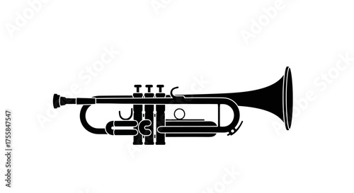 Golden trumpet musical instrument isolated on a white background