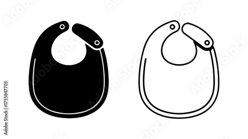 Quadro su tela Baby Bib Icon Set in Solid and Outline Style