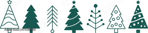 Vector art of collection of christmas tree