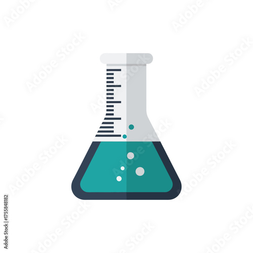Erlenmeyer Flask with Green Liquid and Bubbles - Science and Experimentation.