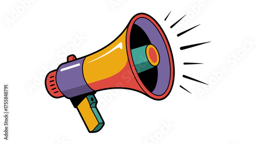 Vector art of colorful megaphone with sound waves for announcement