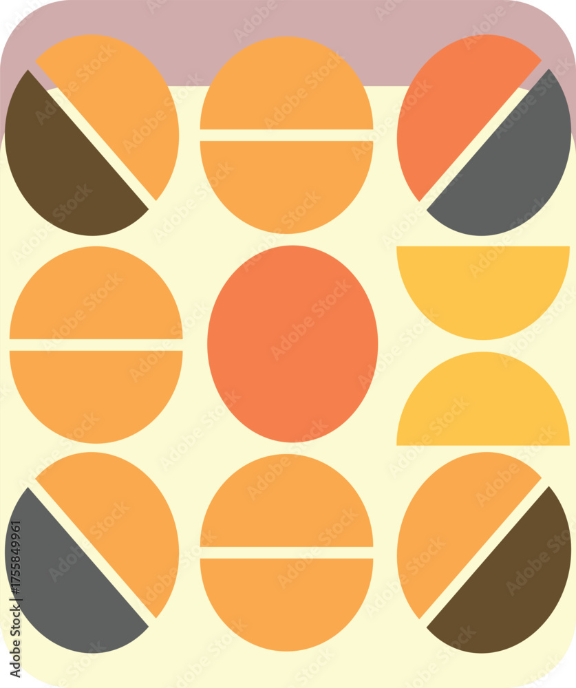 Fototapeta premium Geometric Abstract Circles Pattern in Warm Tones 22