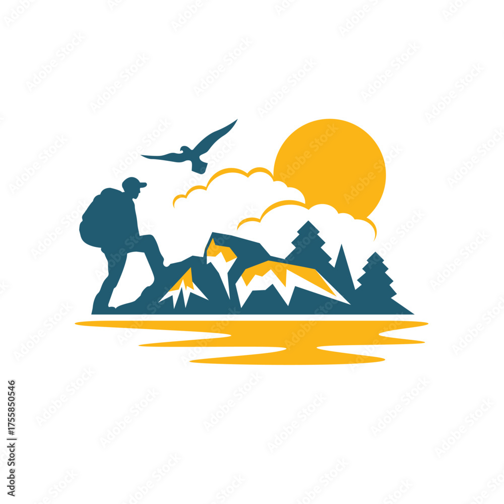 Fototapeta premium climbing vector abstract logo modern style